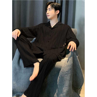 春秋季纯棉睡衣长袖长裤新款男士