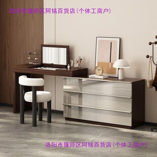 2026ENF全实木梳妆台镜子隐翻盖式梳妆台主卧婚房斗柜一体伸缩化