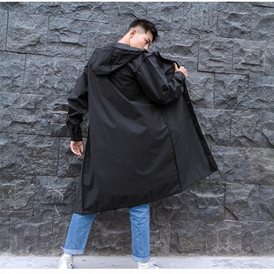 PALONY中长款雨衣黑色EVA材质徒步户外旅游男女单人常规款雨衣