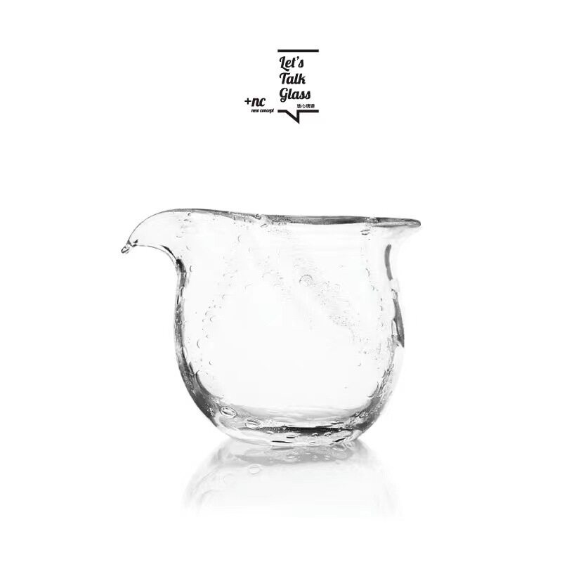 玻心璃语|非白束口公道杯 玻璃琉璃硝茶具手工匠人分茶器茶室专用