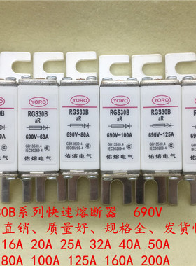 YORO 佑熔电气RGS30B 690V快速熔断器50A 63A 80A 100A 125A 160A