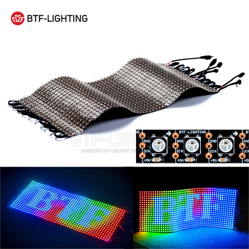 新品led室内全彩WS2812B显示20X50CM软性RGB光源DC5V内置IC像素屏