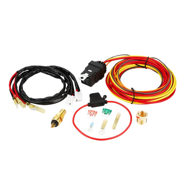 冷却风扇恒温器线束 185开165关双电动 12V40A汽车继电器线束套件