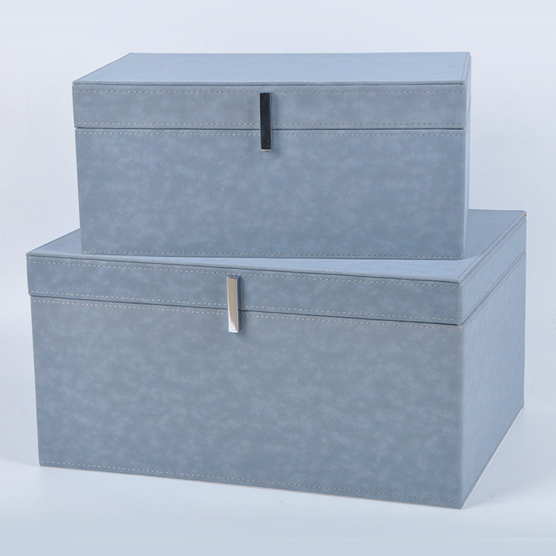 新中式简约皮质首饰收纳盒饰品盒样板房衣帽间轻奢家居装饰摆件