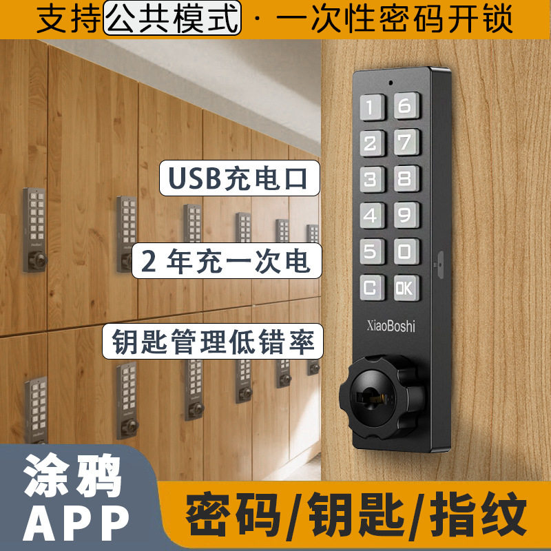 智能指纹密码带钥匙储物柜锁