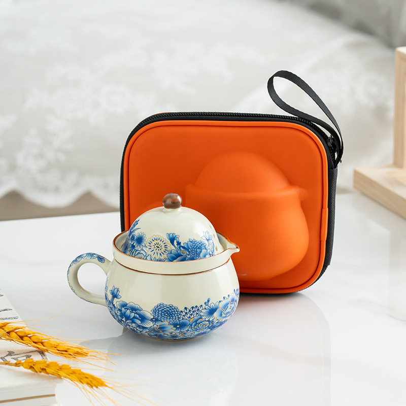 陶瓷快客杯旅行茶杯户外旅行套装随身杯便携式茶具茶水过滤茶咖杯
