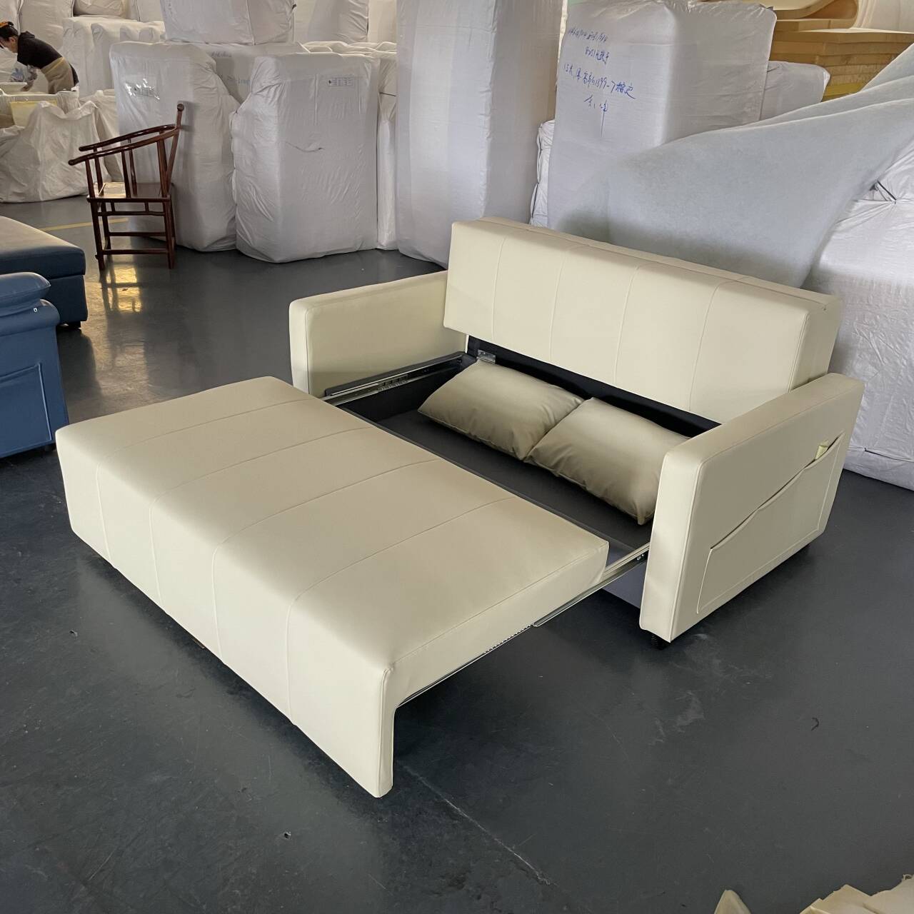 现代简约小户型坐卧多功能客厅折叠两用沙发可以储物皮质沙发床