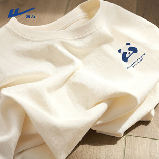 t恤男夏季 半袖 熊猫国潮宽松情侣装 重磅男士 纯棉2024新款 回力短袖