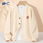 回力针织卫衣男早秋枫叶印花设计感情侣开衫 重磅休闲正肩v领外套Y