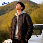 回力轻薄棉服男冬季 加绒夹棉内胆小棉袄保暖黑色无领青少年外套Y