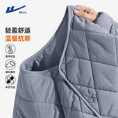 回力加绒棉服男冬季 蓝色轻薄无领保暖夹棉菱形格内胆贴身小棉袄Y