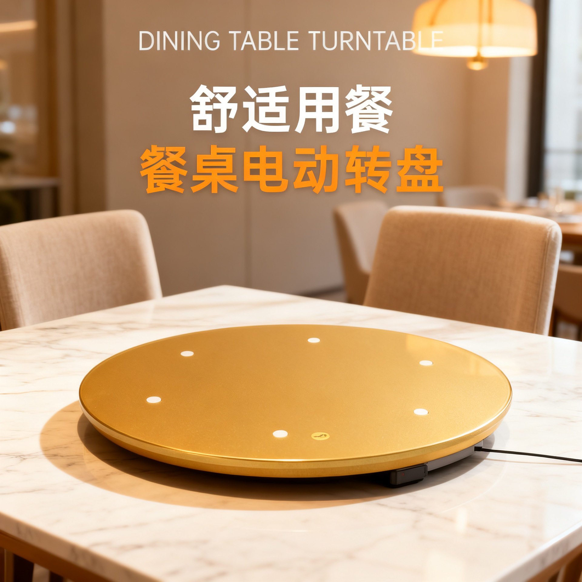 圆桌家用电动转盘餐桌酒店饭店宴席简约饭桌带转盘电动宴会火锅桌