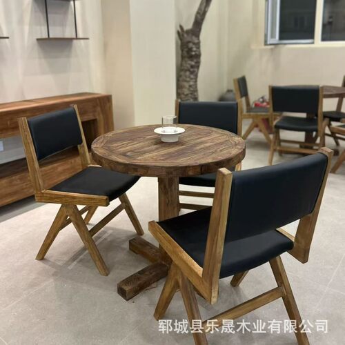 商用餐桌椅组合实木咖啡厅休闲靠背扶手椅民宿酒店餐厅椅子酒吧椅