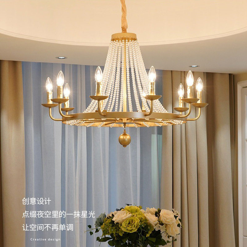 美式水晶吊灯客厅乡村法式复古创意田园蜡烛简约卧室餐厅酒店灯具