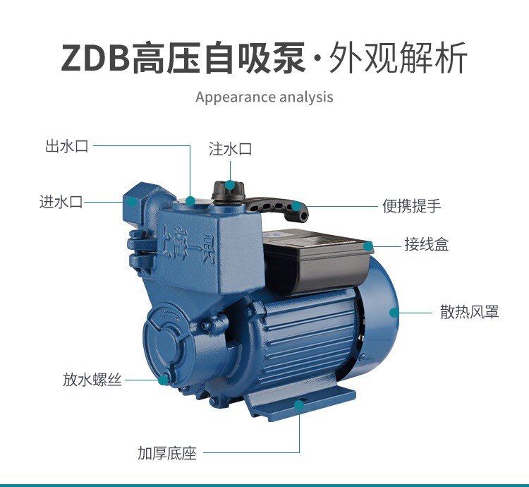 上海一民自吸泵泵头370W蓝色550W蓝色750W绿色1100W~1500W绿色