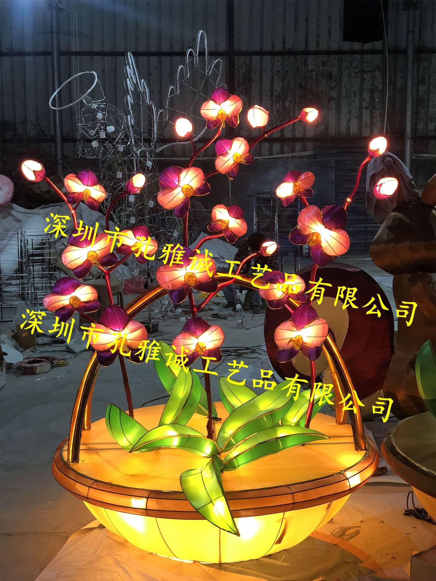 中秋节花灯兰花水仙花桃花植物造型彩灯元宵春节兔年花灯商场公园