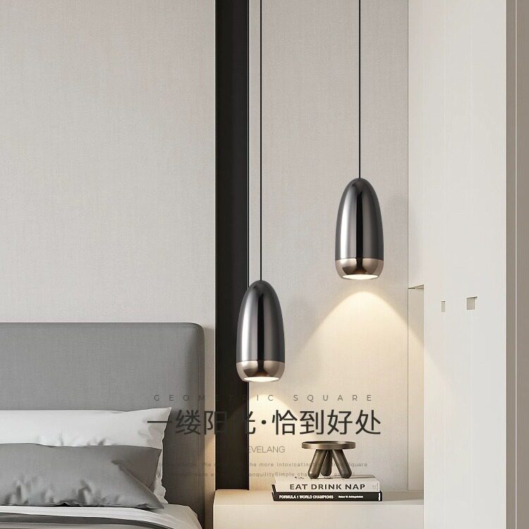 现代床头吊灯简约北欧轻奢风可升降长线床头小吊灯极简餐厅卧室灯