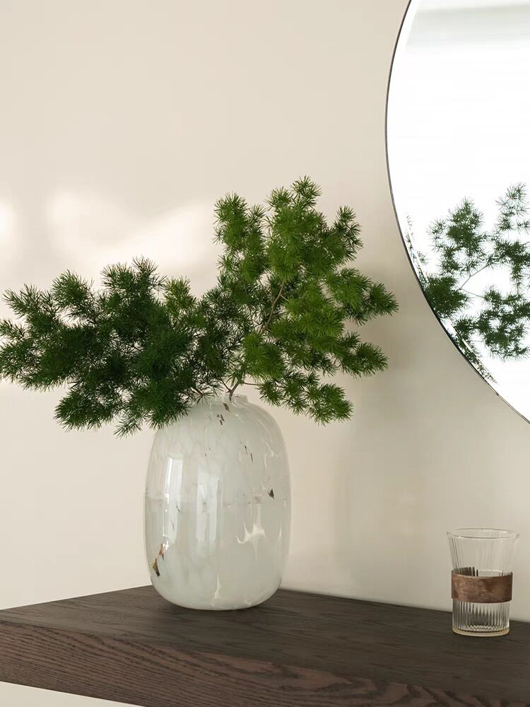 白色透明玻璃花瓶摆件大号圆形窄口鲜花插花花器简约装饰品