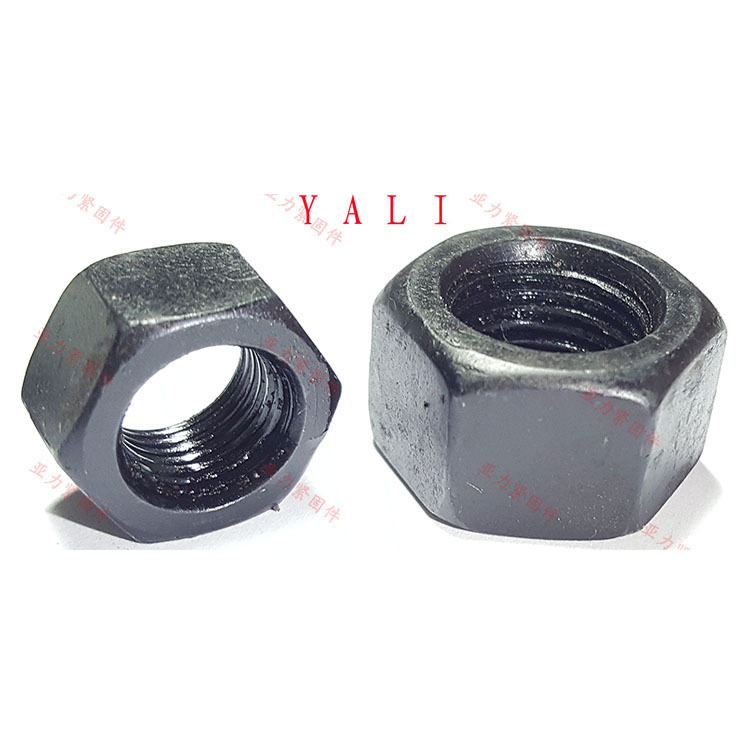 M32-M100细牙六角螺母 6级发黑高强度GB6171细丝扣螺纹中碳45#钢