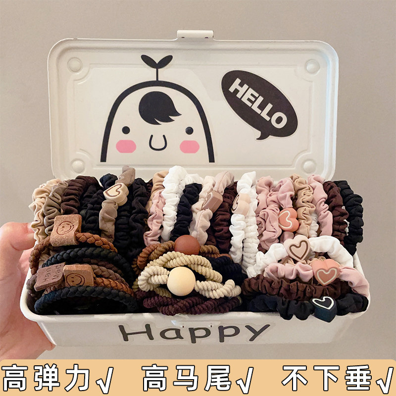 爱心头饰发绳高弹力头绳女生简约气质皮套高马尾皮筋绑头发女发圈