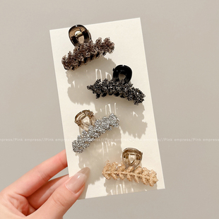 轻奢水钻麦穗小号抓夹女2025新款高级感半扎发夹后脑勺鲨鱼夹发饰