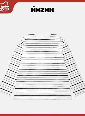 XXZXX条纹长袖T恤圆领男女同款潮牌童装亲子装2025年秋季新款2116