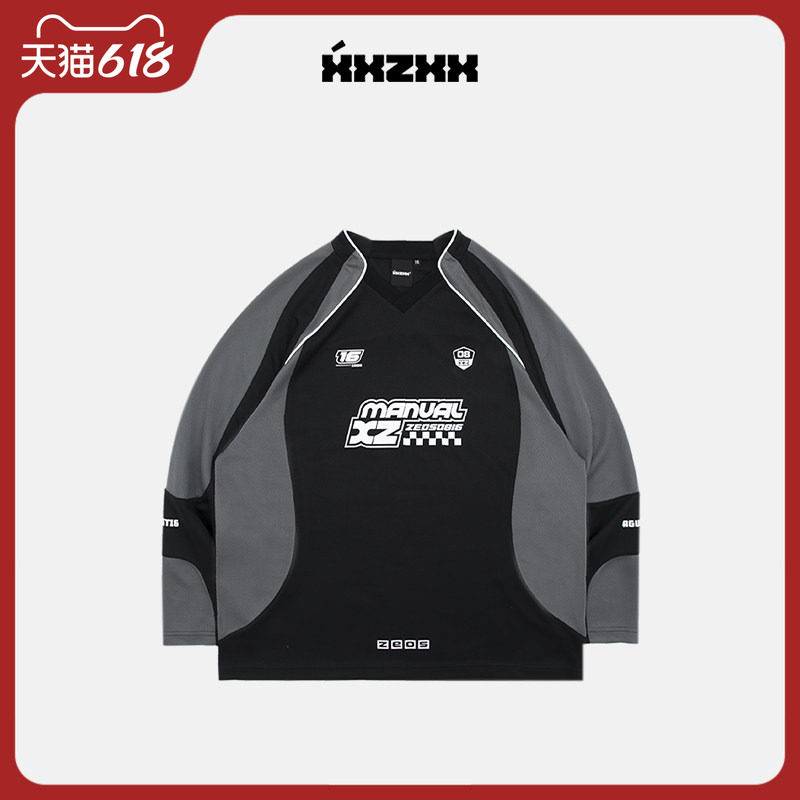 XZVP街舞大赛 XXZXX美式复古棒球衫长袖T恤男女潮牌童装亲子装217