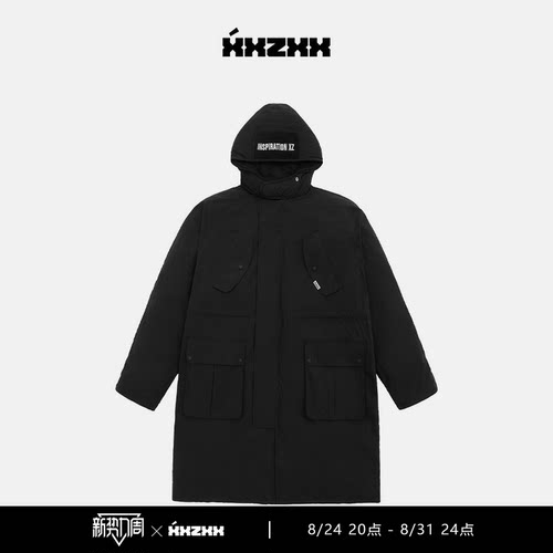 XXZXX潮牌中长款羽绒服白鸭绒
