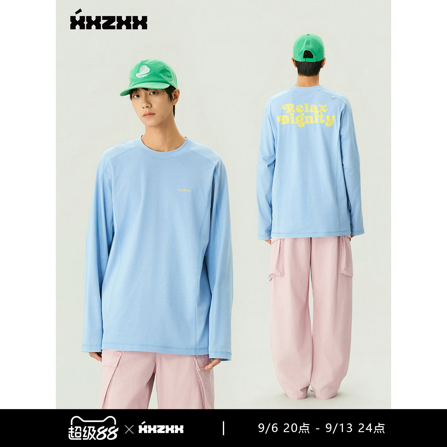 XXZXX圆领长袖T恤男女同款潮牌图片