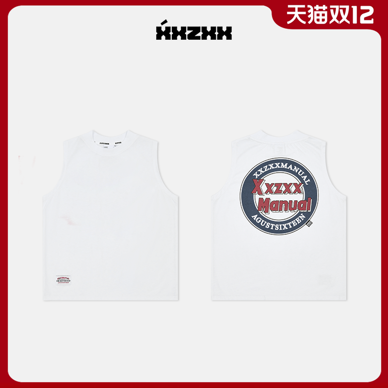 XXZXX潮牌印花圆领无袖背心男女