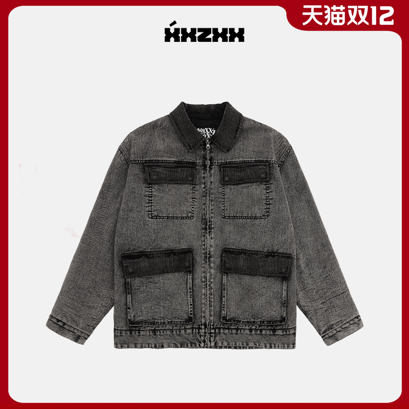 XXZXX潮牌牛仔外套工装重磅长袖
