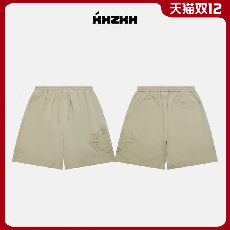 XXZXX潮牌毛边贴布绣LOGO短裤