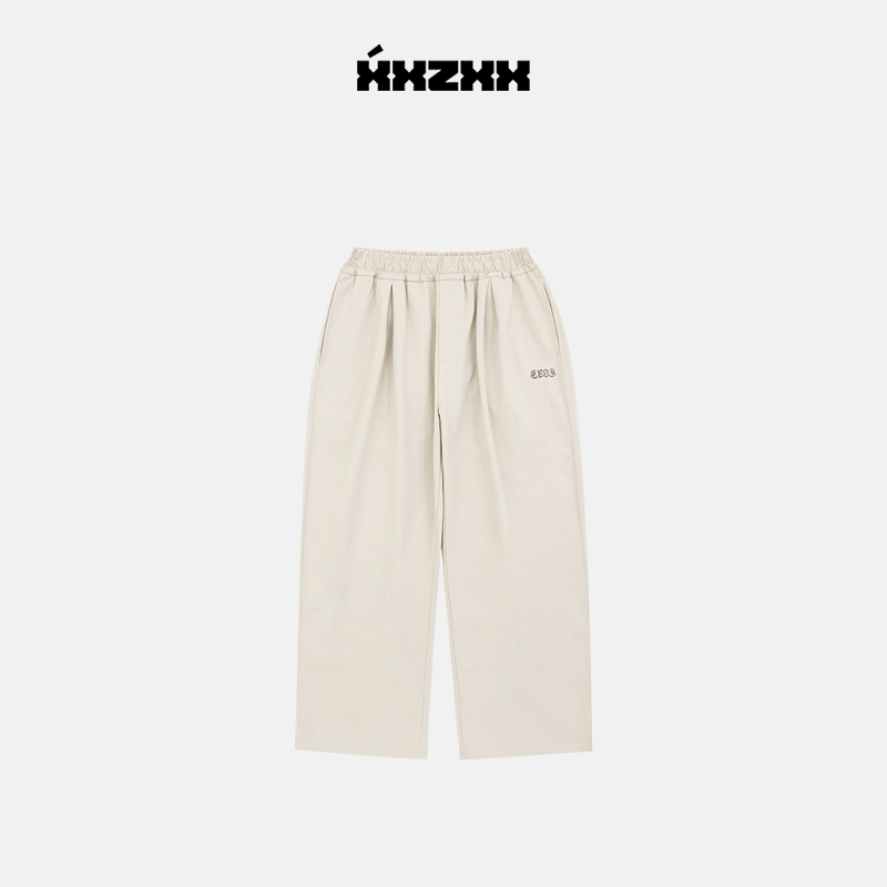 XXZXX潮牌浅色宽松直筒卫裤