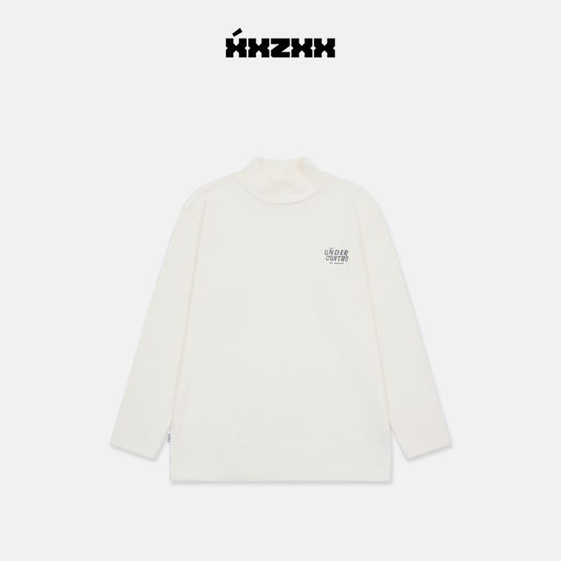 XXZXX潮牌半高领打底衫绒感长袖T