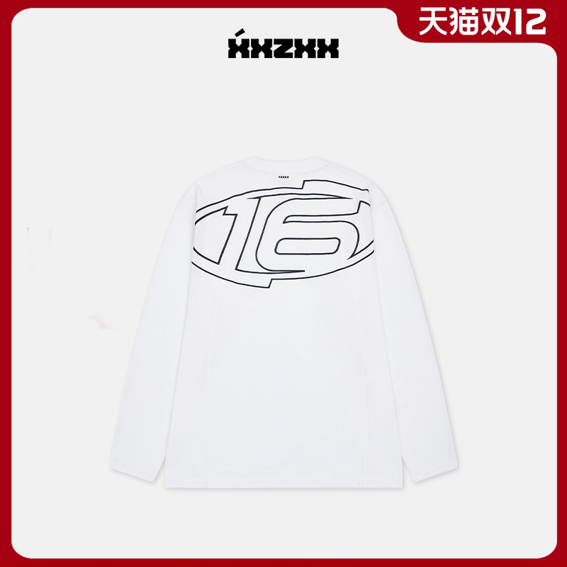 XXZXX潮牌高密立体刺绣长袖T恤