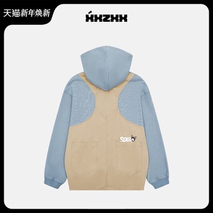 新款 XXZXX连帽套头卫衣宽松拼接长袖 秋季 亲子装 2502 男女潮牌童装