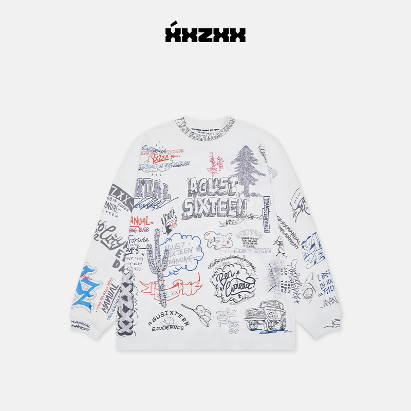 XXZXX潮牌原创手绘长袖T恤男女