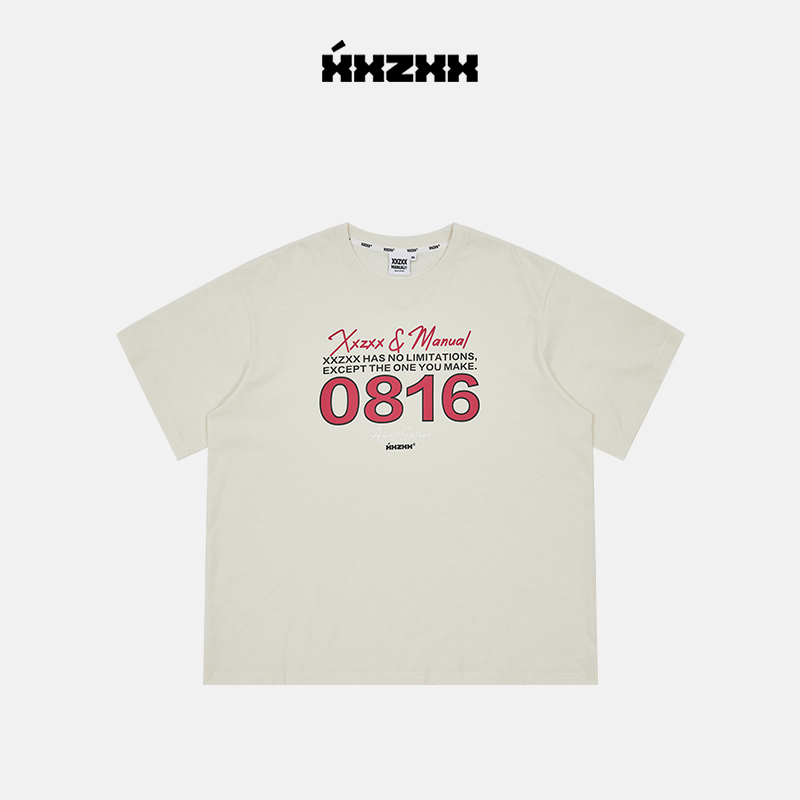 XXZXX纯棉短袖T恤男女同款潮牌圆领印花宽松上衣2025夏季新款2150