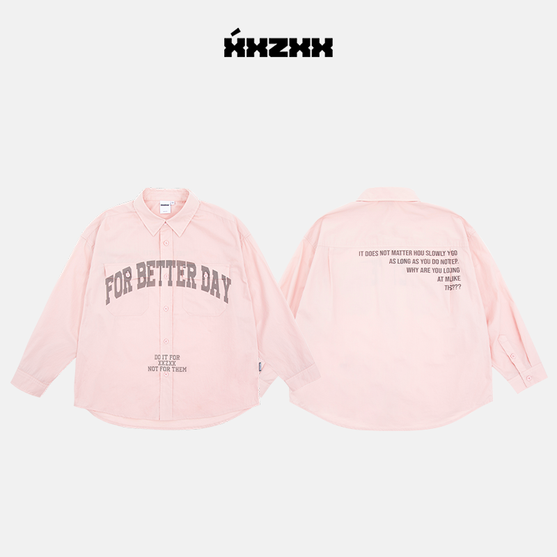 XXZXX潮牌字母印花长袖衬衫男女