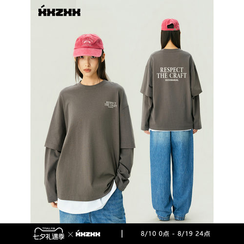 XXZXX复古假两件T恤男女同款潮牌