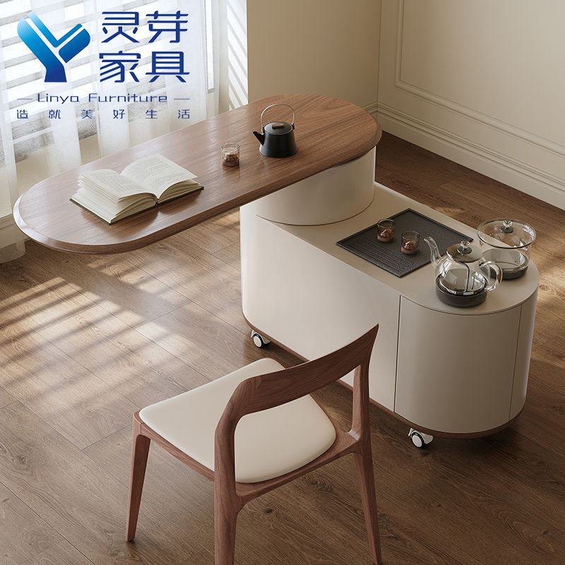 移动茶台现代简约泡茶桌旋转沙发茶边柜客厅阳台小型茶车实木家用