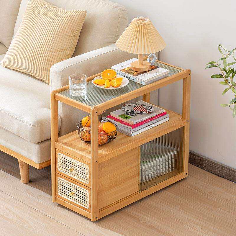 沙发边柜侧边柜可移动边几角几玻璃小桌子置物架窄客厅小茶几边桌
