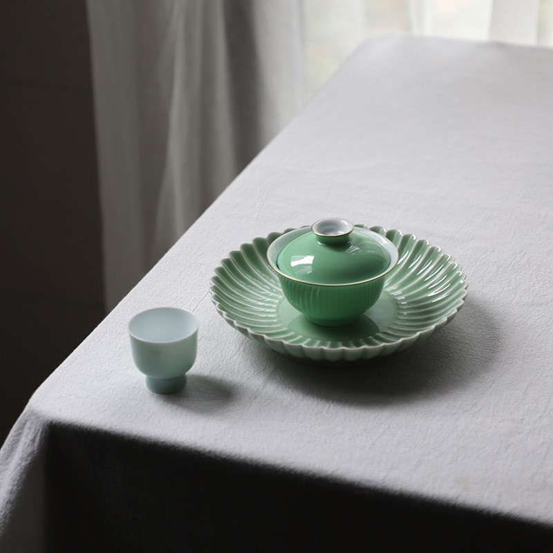 xyt挑雪文人茶器陶瓷干泡壶承雍正菊瓣盘茶承干泡台紫砂茶具茶承
