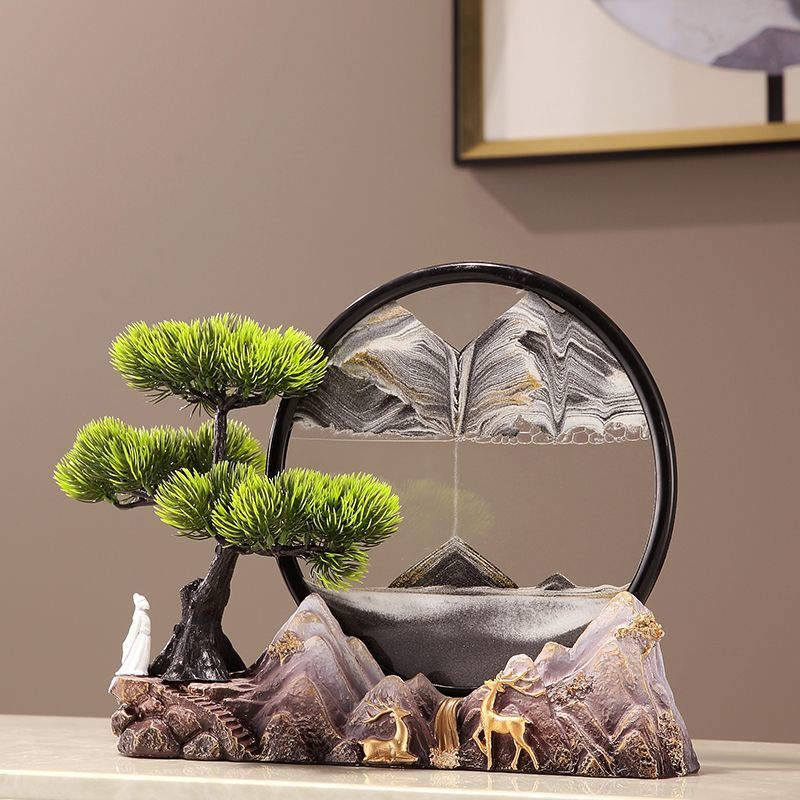 新中式文创纪念品风景摆件流沙画客厅办公室玄关摆件升职乔迁礼物