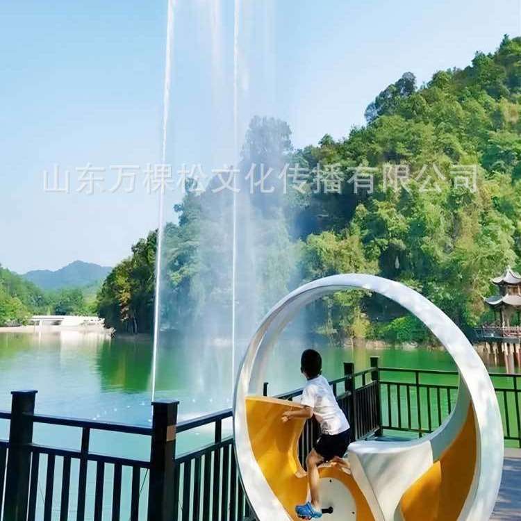 不锈钢喷水喷水行骑行踩发电车骑骑行喷泉车脚单车车单车发光发光