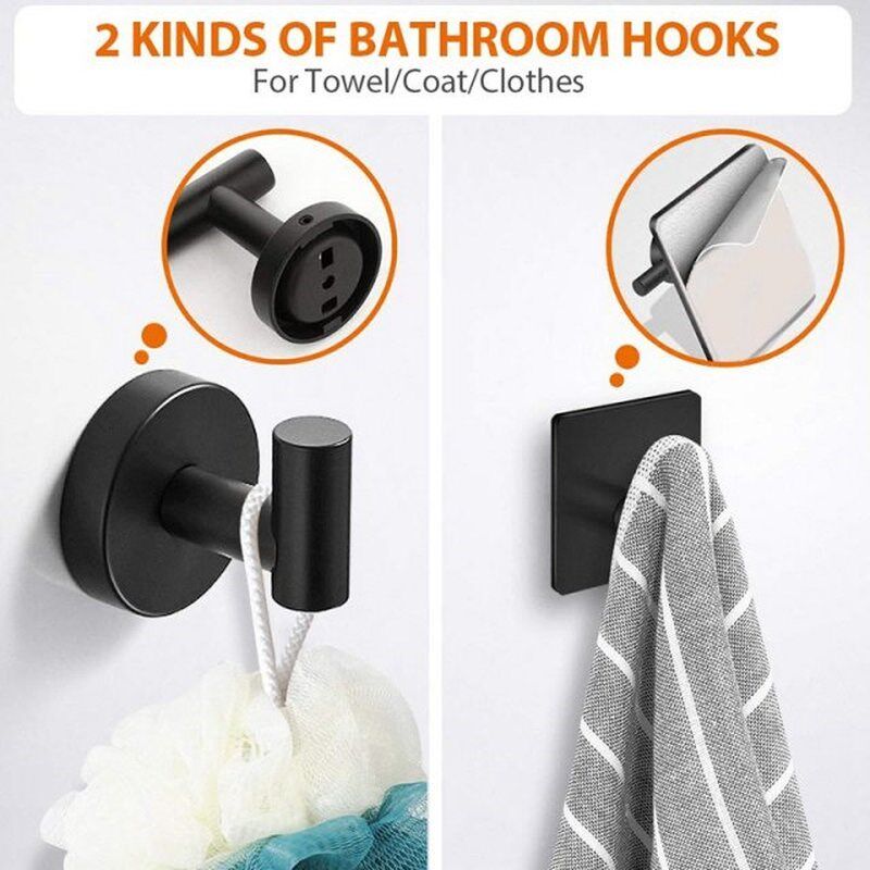 5-Pieces Matte Black Bathroom Hardware Set SPtainless Steel