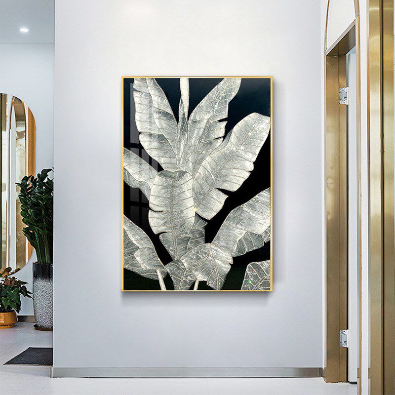 纯手工珐琅彩装i饰画客厅入户玄关镶钻挂画现代艺术酒店大堂装置