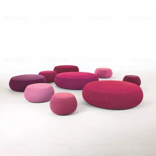 现代轻奢圆形沙发凳意式极简酒店样D板间客厅衣帽间脚踏凳矮凳墩