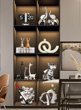极速轻奢高端大气暴力熊酒柜装饰品摆G件现代高档客厅餐柜红酒架