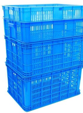 金固牢KCzy-213加厚蓝色塑料周转筐胶框快递筐物流筐错V位筐外620